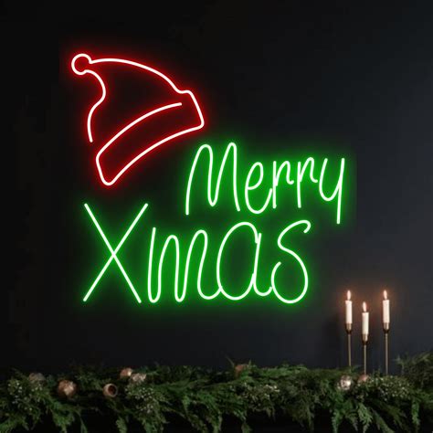 Merry Xmas Neon Sign Christmas Decor Set Green Red Walmart