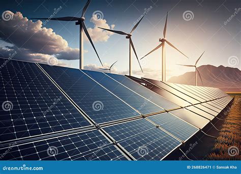Renewable Energy Background with Green Energy As Wind Turbines and ... 