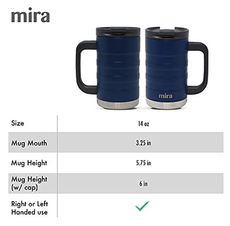 Mira Vacuum Insulated Coffee Mug With Handle Oz Stainless Steel Tea