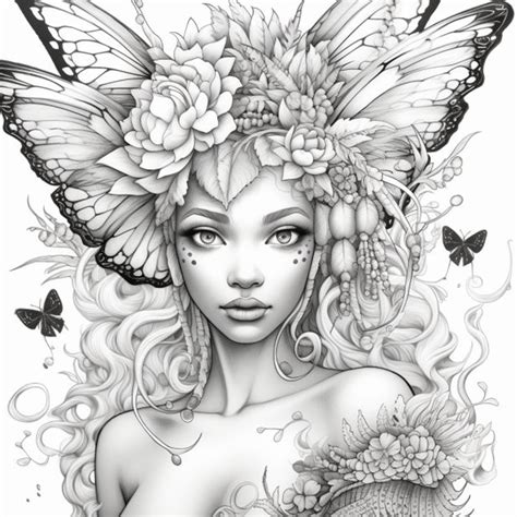 5 Beautiful Women Fairy Adult Coloring Pages Amazon Kdp Etsy