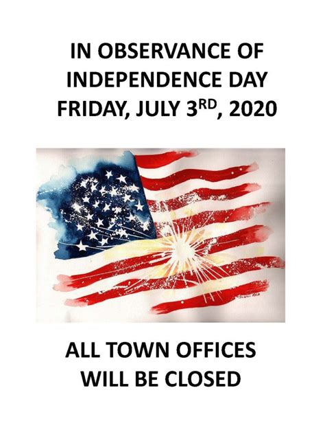 Independence Day Observance Friday July 3 2020 Town Of Hebron