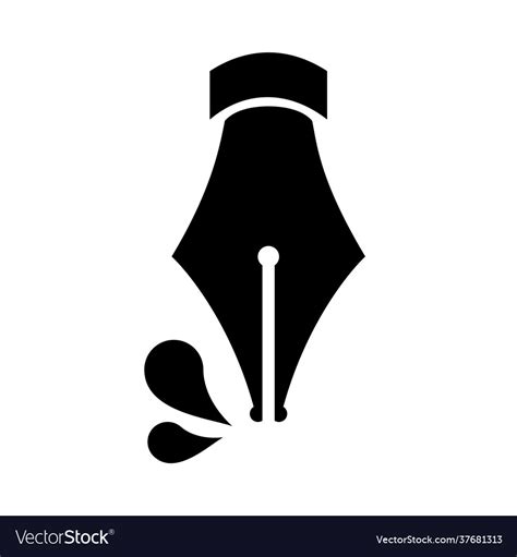 Black Fountain Pen Nib Icon Symbol Royalty Free Vector Image