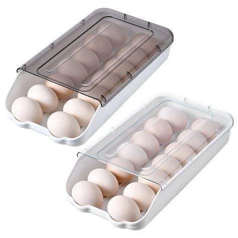 Viugreum Egg Holders For Refrigerator Plastic Egg Containers With Lid