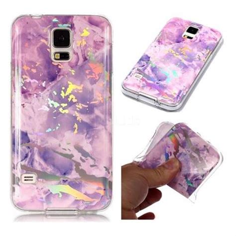 Purple Marble Pattern Bright Color Laser Soft TPU Case For Samsung