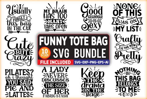 Funny Tote Bag Svg Bundle Graphic By Design Zone Creative Fabrica