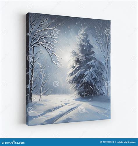 Digital Oil Painting of Winter Solstice in Isolated Snowy Forest after ...