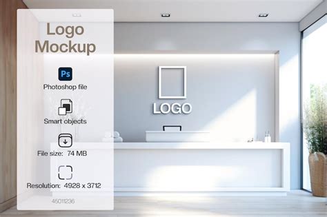 Mockup logo mockup logo sign mockup reception logo mockup office wall ...