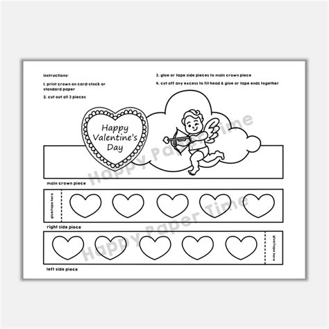 Cupid Paper Crown Printable Coloring Valentine Craft Activity Made By Teachers