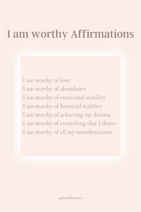 I Am Worthy Affirmations By Glowfulbymaya