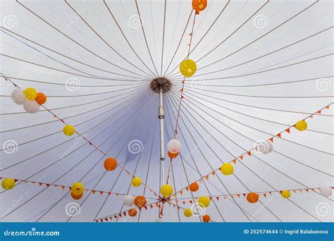 Party Tent with Colorful Lanterns, Outdoor Decoration for a Party Stock Photo - Image of party ...