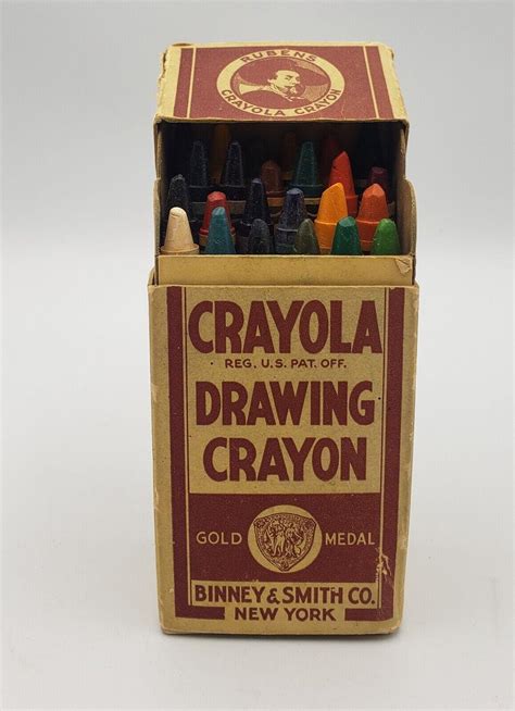 Vintage Crayola Drawing Crayon Box with 24 Crayons Midcentury Binney ...