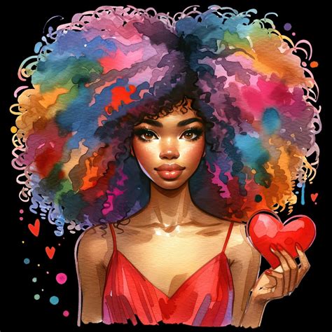 Afro Girl Clipart Afro Woman Celebrating Valentines Day Afro Girl Clipart Png Black Girls