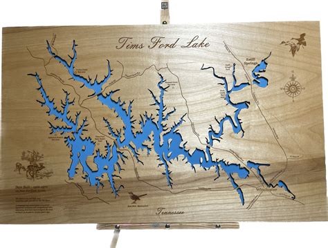 Tims Ford Lake Tennessee Diy Frame Laser Engraved Wood Map Overfl