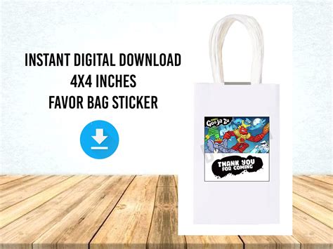 Goo Jit Zu Printable Birthday Digital Favor Bag Sticker Etsy