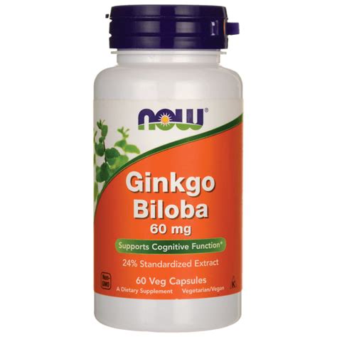 Now Foods Ginkgo Biloba 60 Mg 60 Vegetarian Capsules