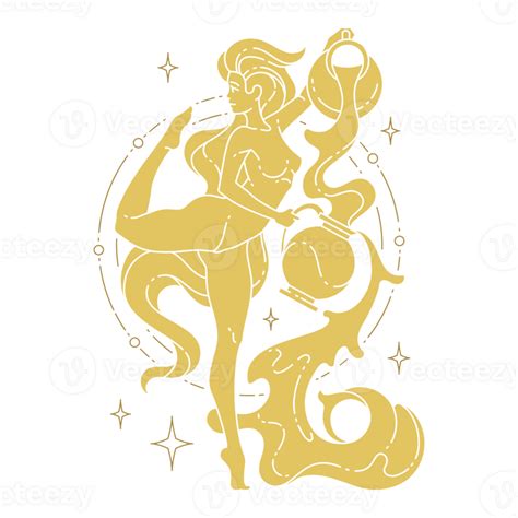 Female Astrological Symbol Aquarius Line Art Illustration 48301825 Png