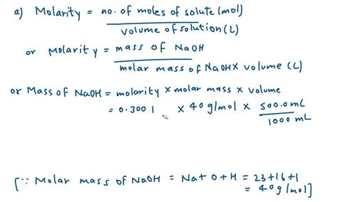 Solved A How Many Grams Of Naoh Are Needed To Prepare Ml Of A