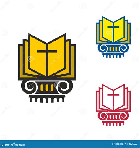 Logotipo Da Igreja Símbolos Cristãos Cruz Da Bíblia Sagrada E De Jesus