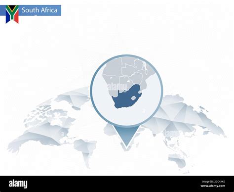 Abstract Rounded World Map With Pinned Detailed South Africa Map