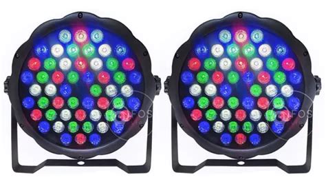 Kit 2 Canhao Led 64 Rgbw 54 Leds 3w Dmx Jogo De Luz Slim Pro