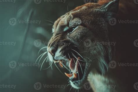 AI generated Roaring cougar or mountain lion hunts its prey 39228228