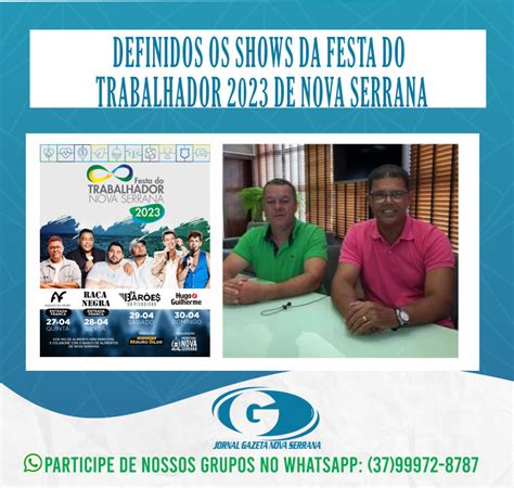 DEFINIDOS OS SHOWS DA FESTA DO TRABALHADOR 2023 DE NOVA SERRANA