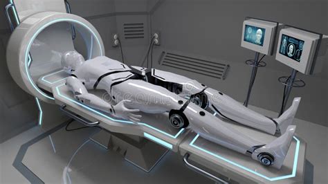 Robot in a Futuristic Medical Facility. 3d Rendering Stock Illustration ...