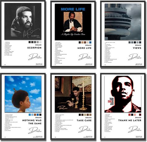 Amazon.com: HGKNCF Drake Album Cover Poster for Bedroom - Set of 6 Music Album Wall Art ...