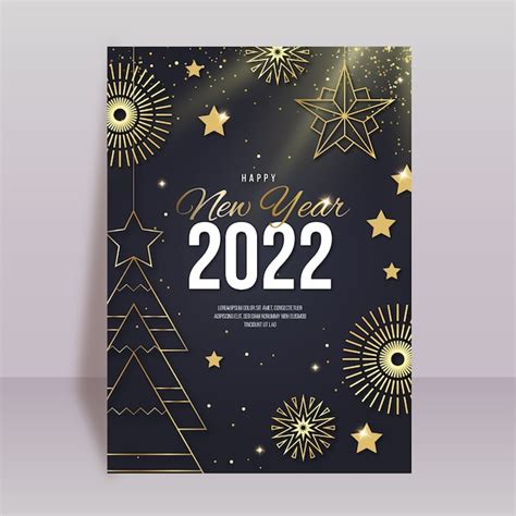 Free Vector Realistic New Year Greeting Card Template