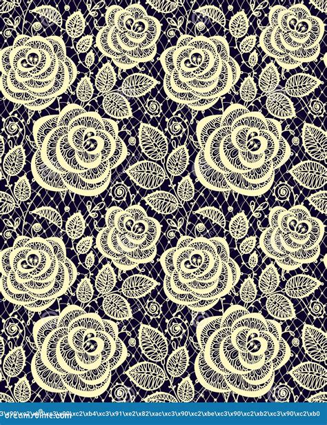 Yellow Roses Lace Seamless Pattern Stock Vector Illustration Of Leaf