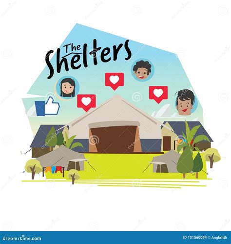 Shelters Area Of Immigrants Kid Vector Illustration Stock Vector