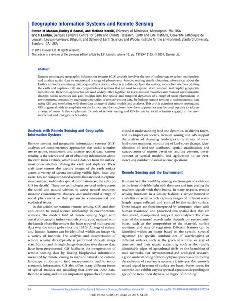 Pdf Geographic Information Systems And Remote Sensing