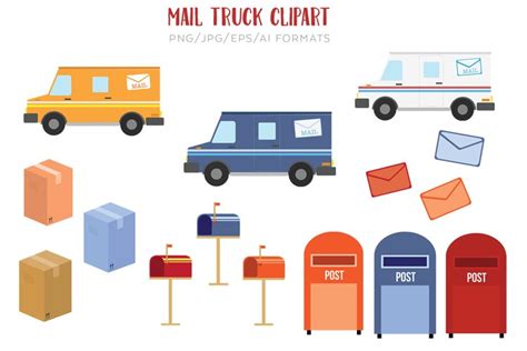 Mail Truck Vector Clipart