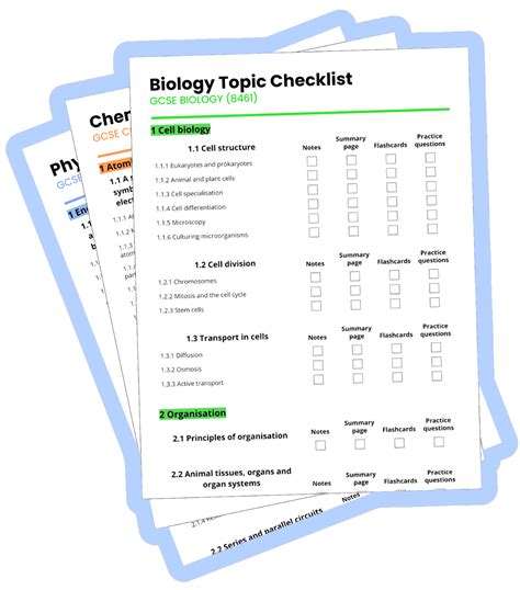 Aqa Gcse Science Revision Checklists 2016 Teaching Resources