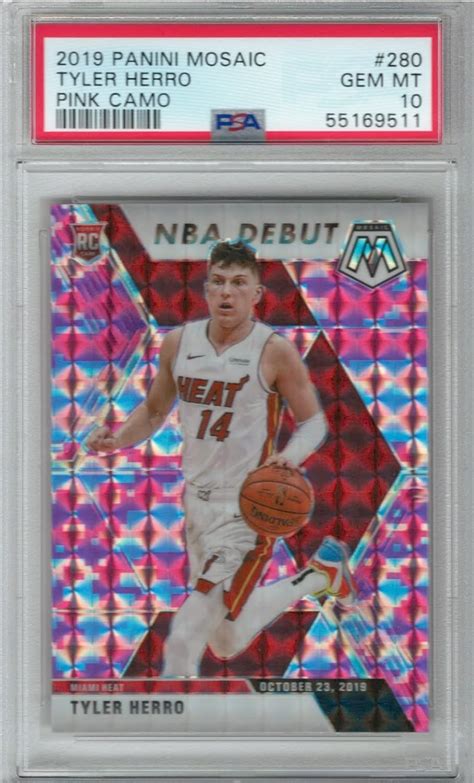 Amazon PSA Gem Mint 10 2019 Panini Mosaic Tyler Herro Pink Camo