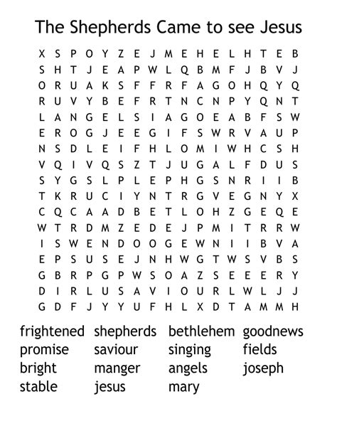 The Shepherds Came To See Jesus Word Search Wordmint