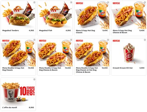 KFC Menu Prix France Mis à jour 2025