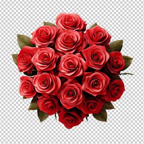 Ramo De Rosas Rojas Con Forma De Amor Aisladas Sobre Un Fondo