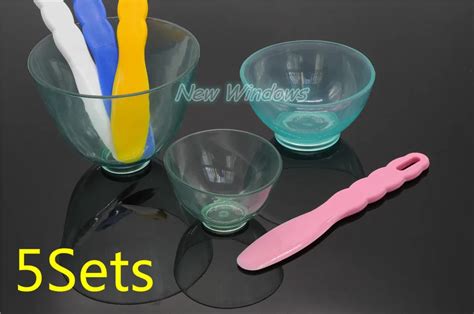 New 5sets Dental Lab Silicone Flexible Rubber Mixing Bowl Spatulas In