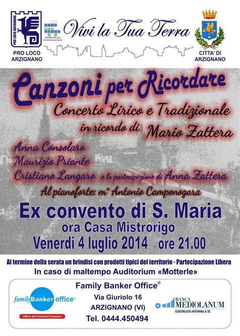 Concerto Lirico In Memoria Di Mario Zattera In Arzignano