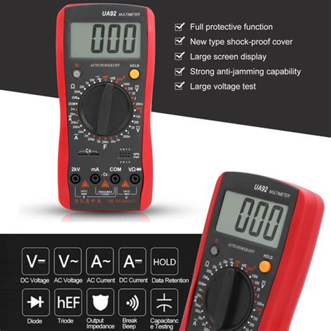 Multímetro Digital Ua92 Corriente De Voltaje Ac Dc Portátil Cuotas