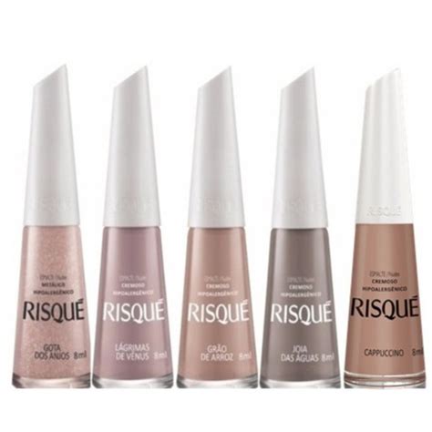 Kit Esmaltes Nude Cor De Pele Risque Manicure 5 Unidades Escorrega o Preço