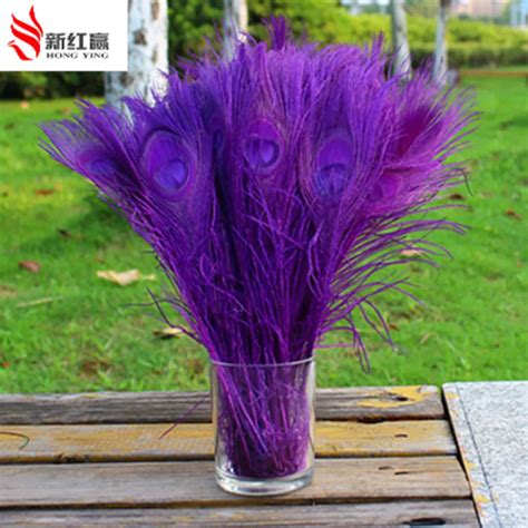 10pcs/Lot purple Peacock feathers eyes 25 30cm 10 12 Inchs Peacock plumage art performance ...