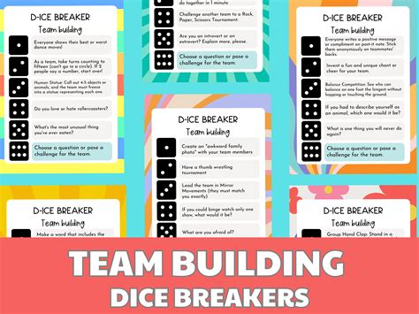 Team Building Dice Breakers Game: Team Tasks, Questions, Challenges - Etsy