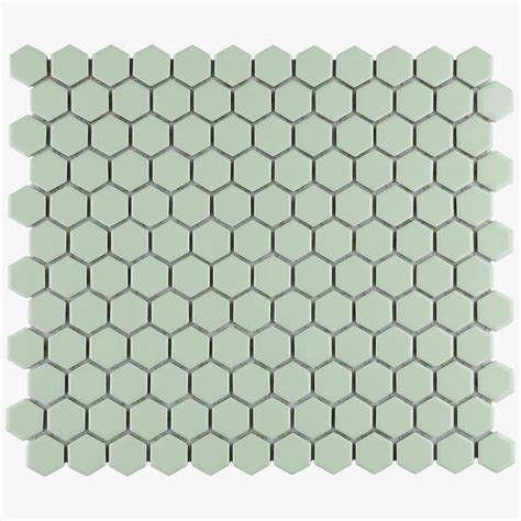 Merola Tile Metro 1 In Hex Glossy Mint 6 In X 6 In Porcelain Mosaic