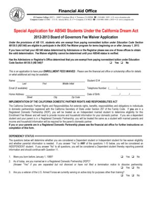 Fillable Online Elcamino Special Application For AB540 Students Under