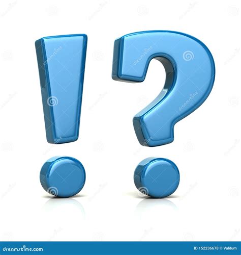 Blue Exclamation Mark And Question Mark Icon 3d Illustration Stock