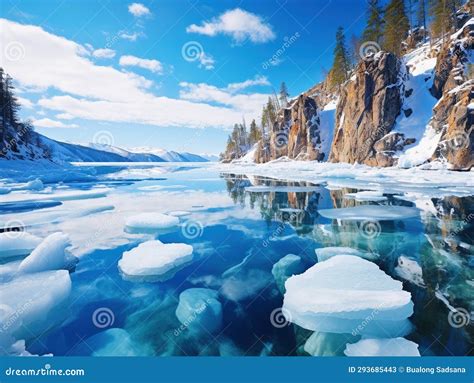 Ilustração Do Conceito De Vida Selvagem Do Lago Baikal Congelado