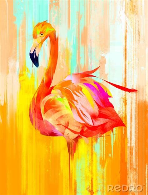 Poster Bunt Bemalter Flamingo Nach Ma Myredro De