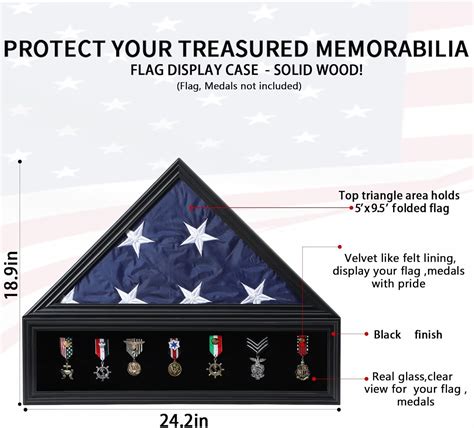 Buy Zmiky Veteran Burial Flag Display Case American Flag Solid Wood